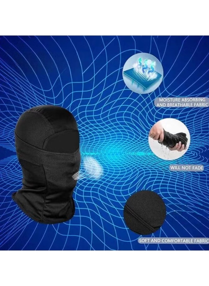 2pcs Balaclava وجه قناع الأشعة فوق البنفسجية حماية الجليد الحرير للرجال النساء شمس هود ركوب الدراجات، التسلق، الجري (الأسود + الرمادي) - Image 4